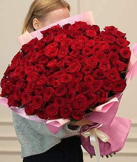 Букет из 101 красной розы 50-60 см (Россия) Рэд Наоми